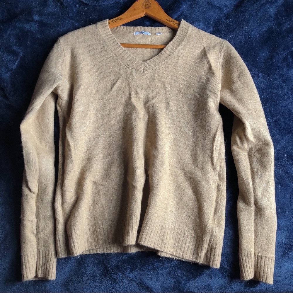 UNIQLO Tan Beige V Neck Long Sleeve Sweater